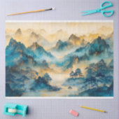 山中国のと木の風景の切り離し 薄葉紙 (クラフト)