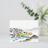 山中国の伝統的の中の村 ポストカード (スタンド正面)