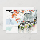 山中国の村の春 ポストカード (正面/裏面)