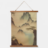 山中国の絵画と滝 吊り下げ型タペストリー (正面)