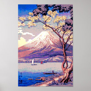 山中湖の夕暮れの富士山 ポスター