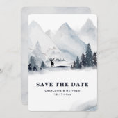 山冬の休日の結婚式の日付を保存 セーブザデート (正面/裏面)