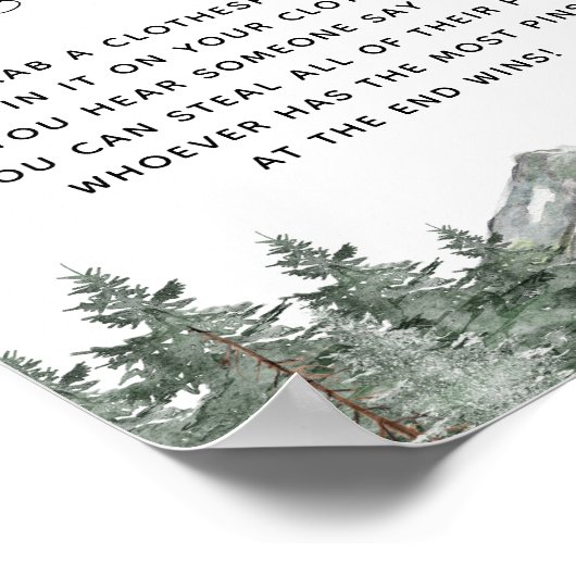 山冬の赤ちゃんシャワー言わないベビーゲーム ポスター (角)