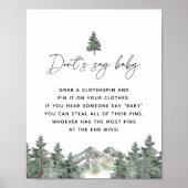 山冬の赤ちゃんシャワー言わないベビーゲーム ポスター (正面)