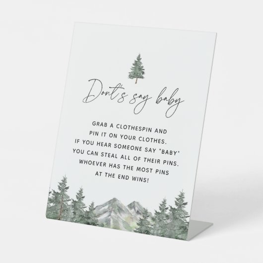 山冬の赤ちゃんシャワー言わないベビーゲーム 台座サイン (正面)