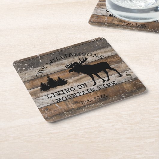 山動揺して素朴の時間に生きる木 スクエアペーパーコースター (アングル)