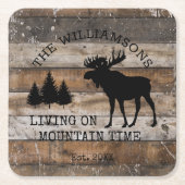 山動揺して素朴の時間に生きる木 スクエアペーパーコースター (正面)