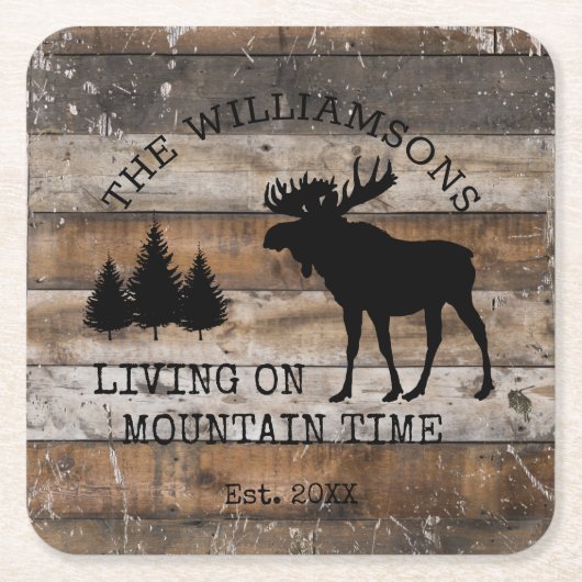 山動揺して素朴の時間に生きる木 スクエアペーパーコースター (正面)