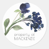 山咲き | クラシックブルーボヘミアンフラワーカスタム ラウンドシール (正面)