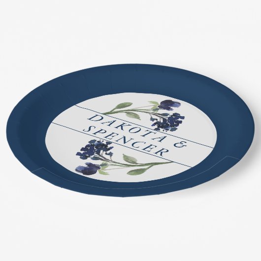 山咲き |ブルークラシックボヘミアン庭園の結婚式 ペーパープレート (アングル)