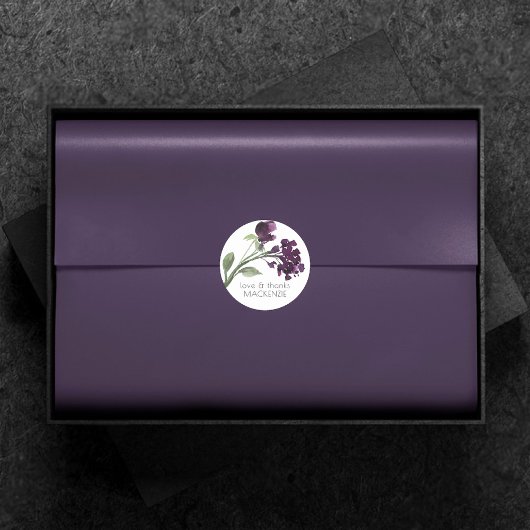 山咲き | 深いパープルボヘミアンフラワーカスタム ラウンドシール