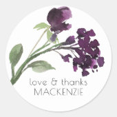 山咲き | 深いパープルボヘミアンフラワーカスタム ラウンドシール (正面)