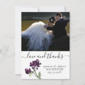 山咲き |深いパープルボヘミアン写真愛と サンキューカード (正面)