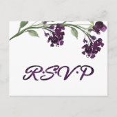 山咲き |深いパープルボヘミアン花RSVP インビテーションポストカード (正面)