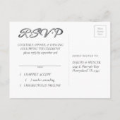 山咲き |青クラシックボヘミアンフラワーRSVP インビテーションポストカード (裏面)