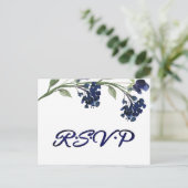 山咲き |青クラシックボヘミアンフラワーRSVP インビテーションポストカード (スタンド正面)
