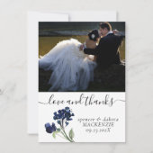 山咲き |青クラシックボヘミアン写真の愛と サンキューカード (正面)