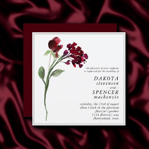 山咲き Crimson Red Bohemian Flower 結婚's 招待状