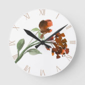 山咲き | Terracottaオレンジボヘミアン花 ラウンド壁時計 (正面)