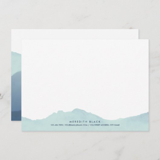 山地のパーソナライズな文房具の平らなカード ノートカード (正面/裏面)
