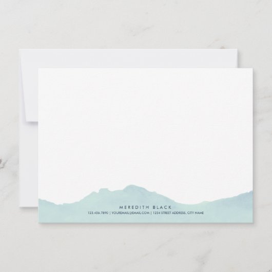 山地のパーソナライズな文房具の平らなカード ノートカード (正面)