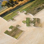 山地の近くの丸太小屋 ジグソーパズル (側面)