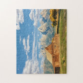 山地の近くの丸太小屋 ジグソーパズル (縦)