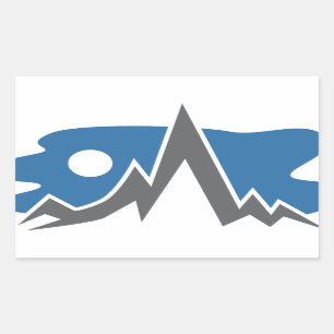 山地アイコン 長方形シール