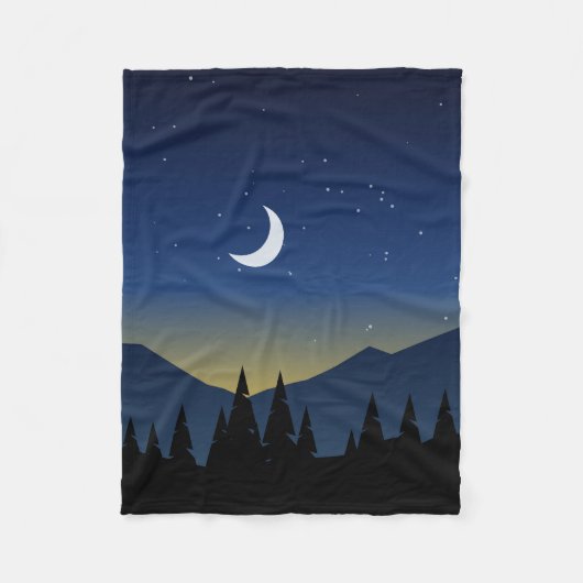 山夜林の風景 フリースブランケット (正面)