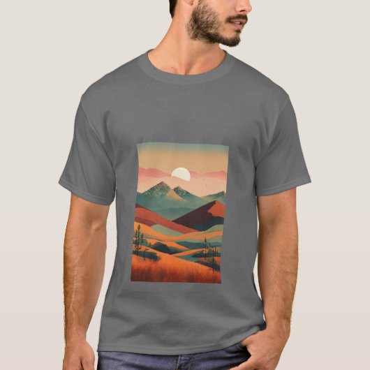 山失ったのレトロ冒険Tシャツ Tシャツ (正面)