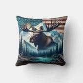 山威厳のあるとアメリカ国旗にムース クッション (裏面)