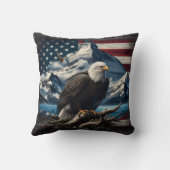 山威厳のあるとアメリカ国旗の上のワシ クッション (裏面)