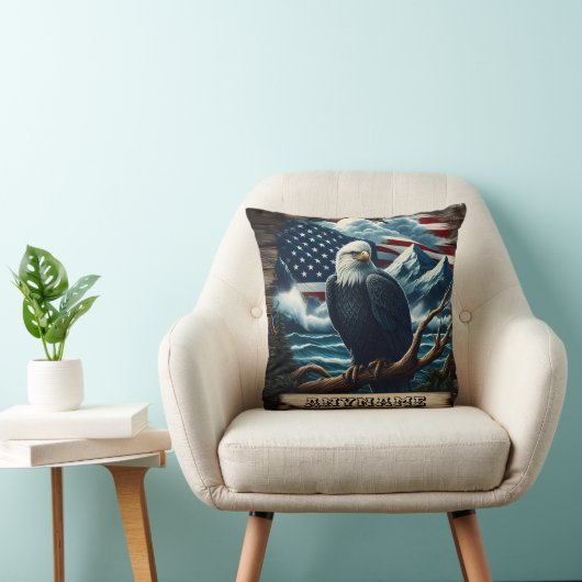 山威厳のあると旗で覆われたワシ クッション (椅子)