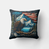 山威厳のあると旗で覆われたワシ クッション (裏面)