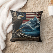 山威厳のあると旗に覆われた禿鷲 クッション (ブランケット)