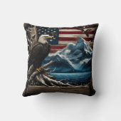 山威厳のあると旗に覆われた禿鷲 クッション (裏面)