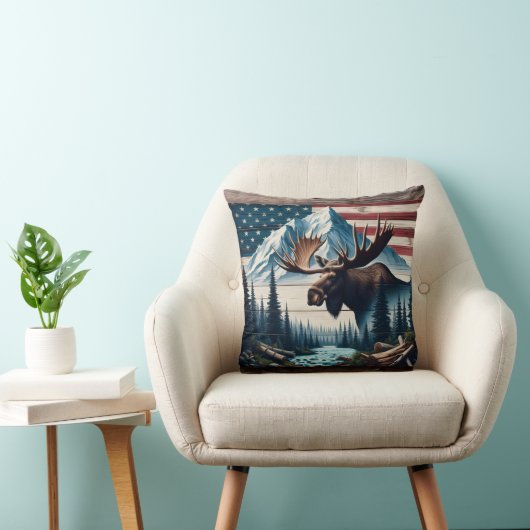 山威厳のあると旗の前でムース クッション (椅子)