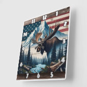 山威厳のあると旗の前でムース スクエア壁時計 (傾斜)