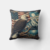 山威厳のあると旗の近くに止まったワシ クッション (裏面)