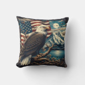 山威厳のあると旗の近くに止まったワシ クッション (正面)