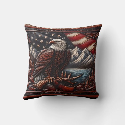 山威厳のあると旗を見下ろすワシ クッション (裏面)