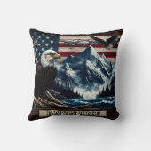 山威厳のあると波の上のワシ クッション (裏面)