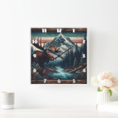 山威厳のあるの景色にムース スクエア壁時計 (ホーム)