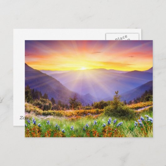 山威厳のあるの景色の夕日 ポストカード (正面/裏面)