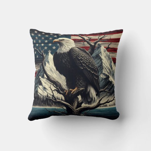 山威厳のあるの近くに強さを示すワシ クッション (裏面)