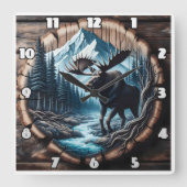 山威厳のあるの風景でムースバイストリーム スクエア壁時計 (正面)