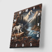 山威厳のあるの風景にベンガルの虎 スクエア壁時計 (傾斜)