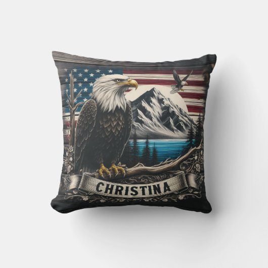 山威厳のあるの風景に対するワシ クッション (正面)