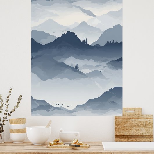 山威厳のあるの風景 ポスター (キッチン)