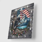 山威厳のある景色に対するワシ スクエア壁時計 (傾斜)